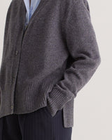 Grey Wool Cardigan Side Slits