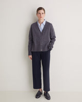 Grey Wool Cardigan Side Slits