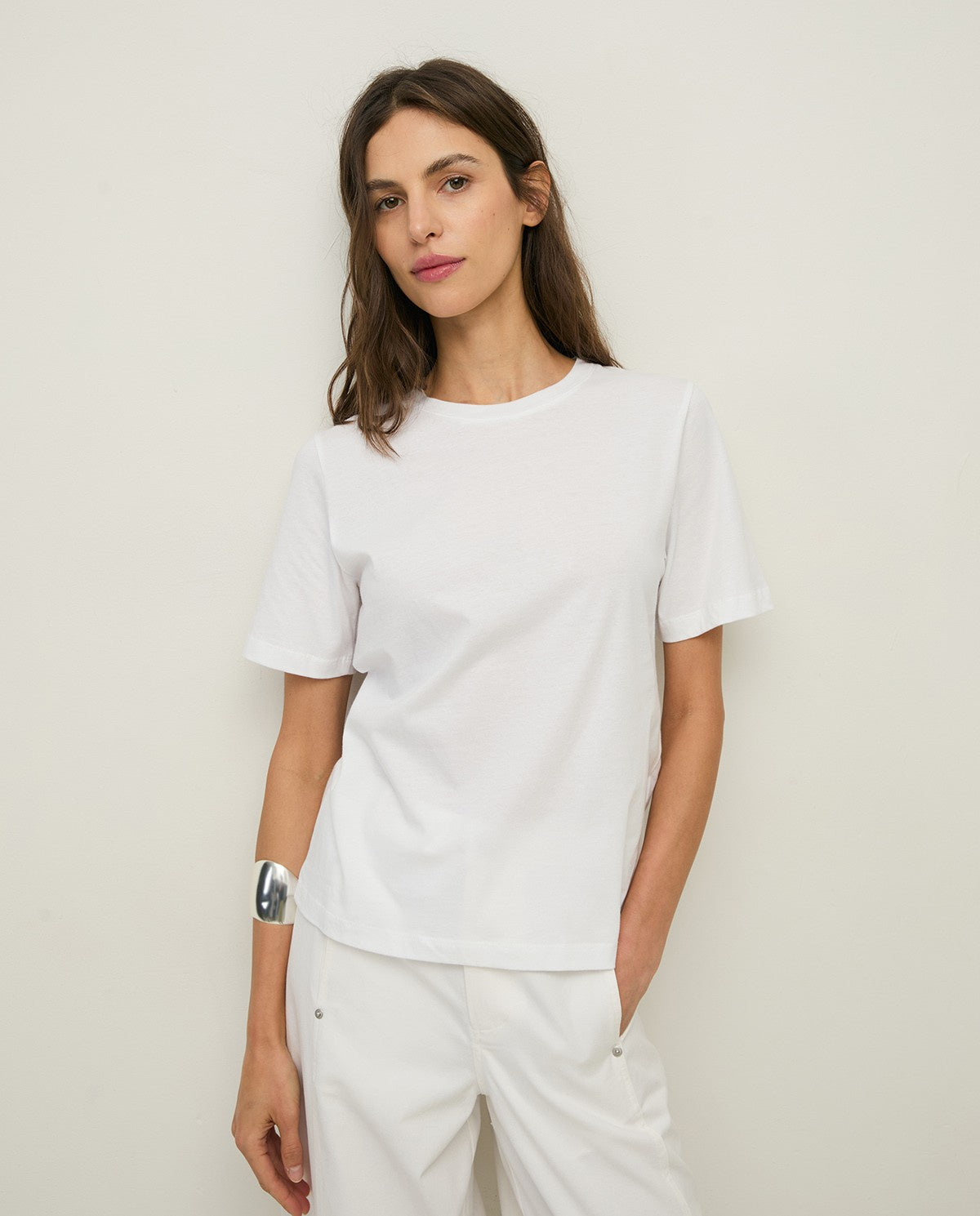 Round Neck Organic Cotton Tee Blanco