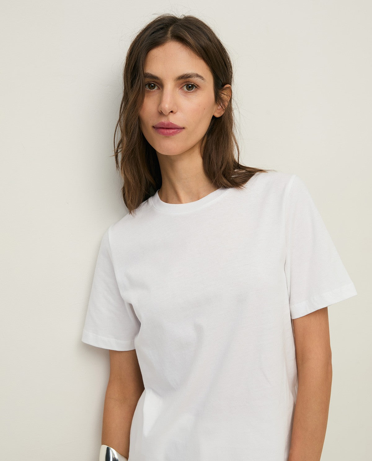 Round Neck Organic Cotton Tee Blanco