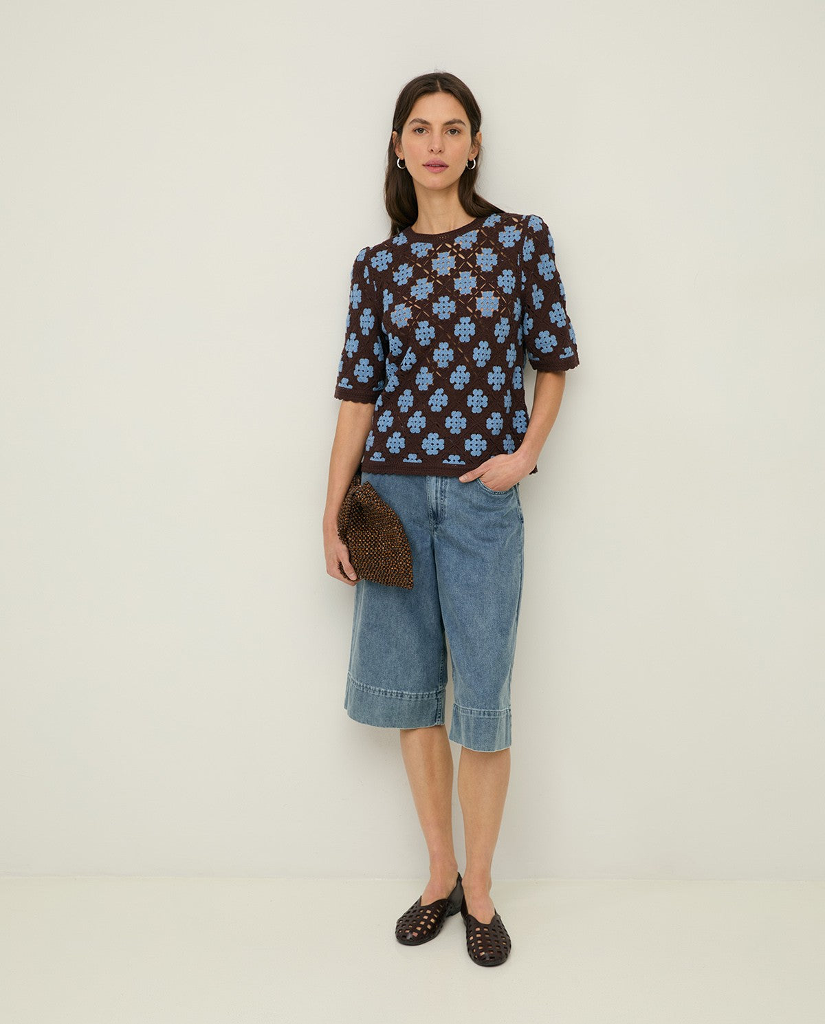 Crochet Effect Sweater Choc
