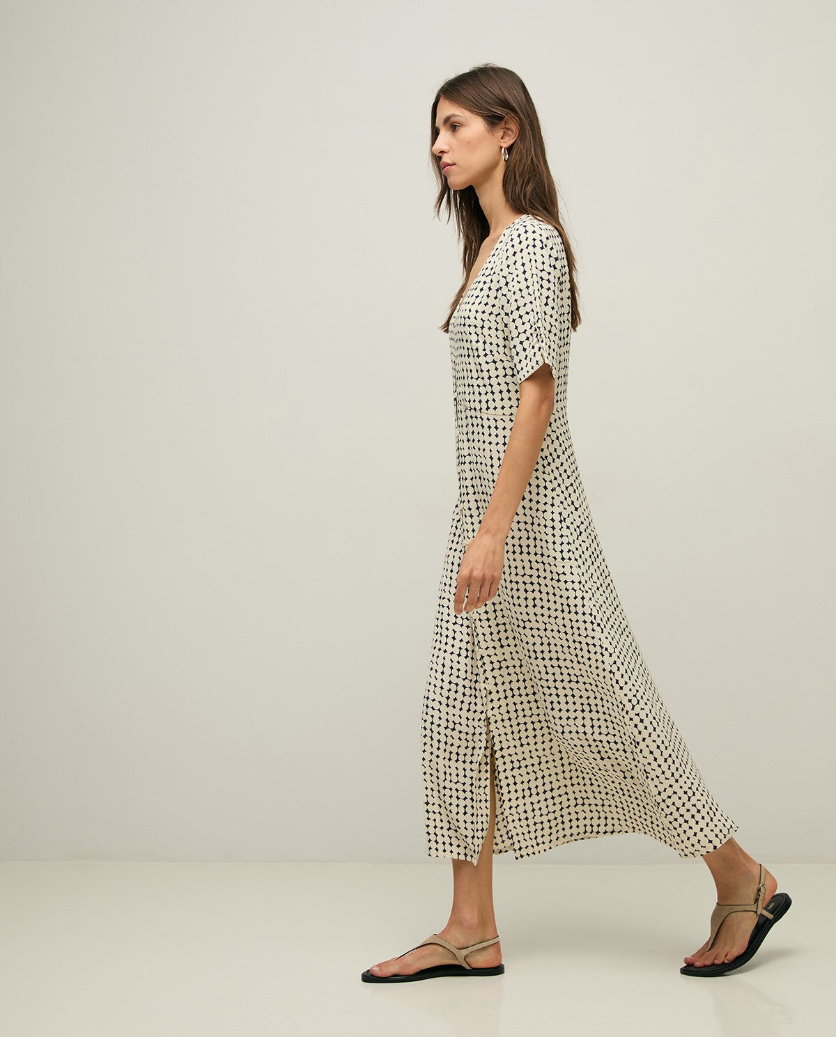 Viscose Midi Dress Navy Dots