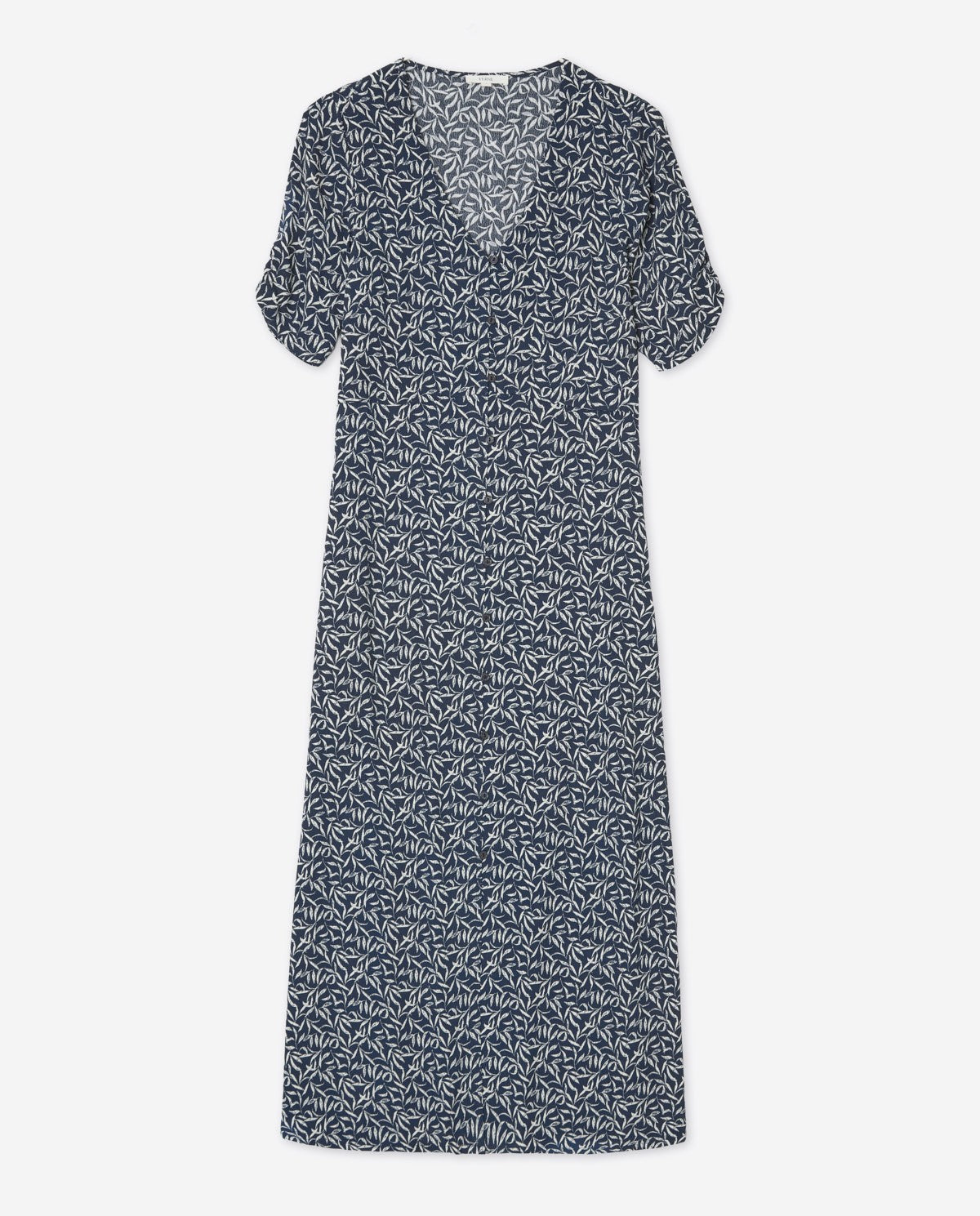 Viscose Midi Dress Navy Leaves