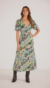 MinkPink Lenora Keyhole Midi Dress In Disty Floral