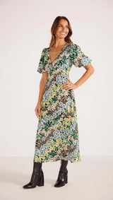 MinkPink Lenora Keyhole Midi Dress In Disty Floral