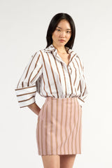 Mark Shirt Choc Stripe