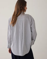 Big Flower Shirt Navy Stripe