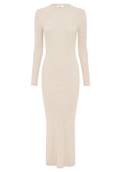 MOS Wistful Knit Midi Dress in Sand