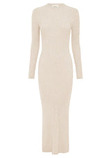 MOS Wistful Knit Midi Dress in Sand