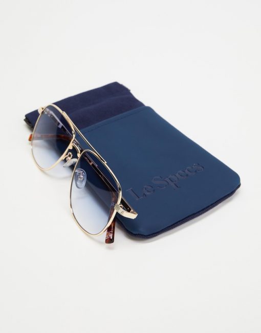 Le Spec The Charmer Bright Gold Sunglasses Blue Lens