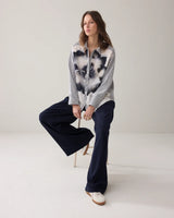 Big Flower Shirt Navy Stripe