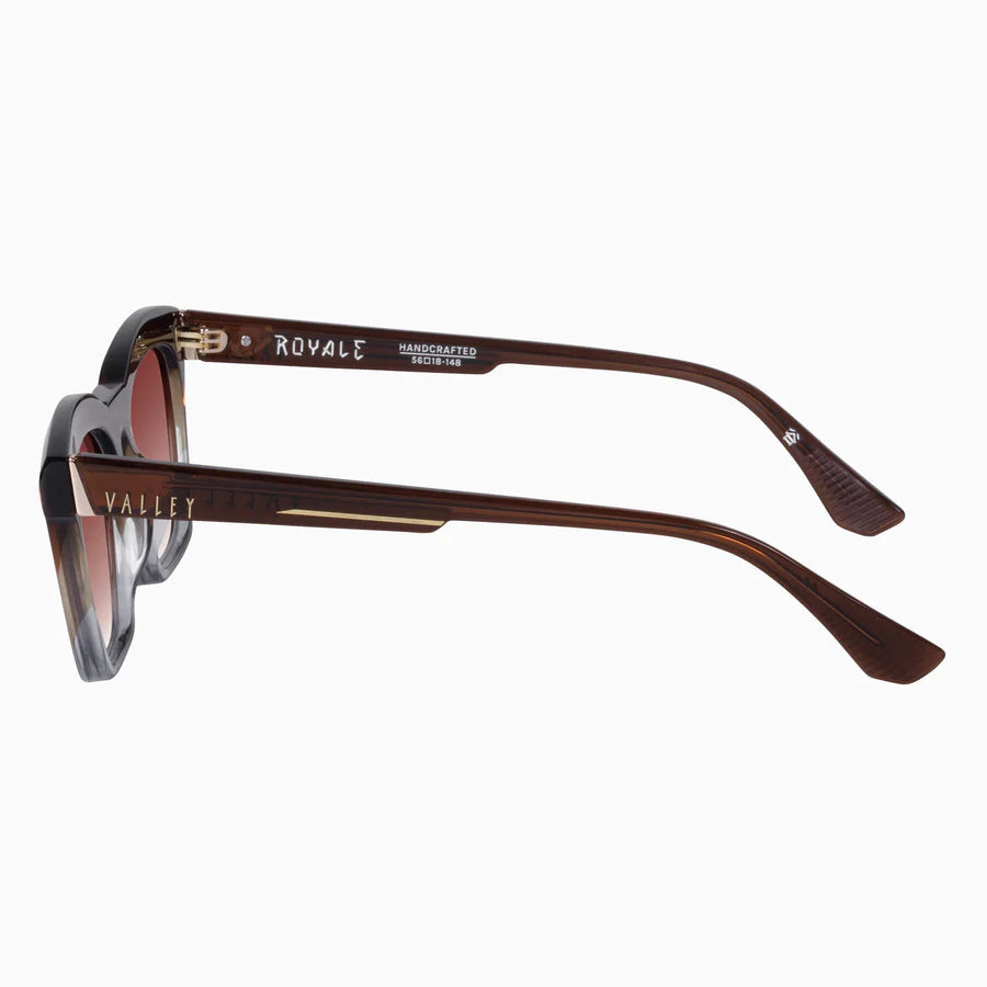 Royale Transparent Chocolate Fade to Crystal w. Gold Metal / Dark Orange Gradient Lens