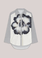 Big Flower Shirt Navy Stripe