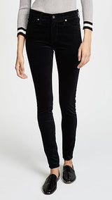 AG Farrah Skinny Velvet In Super Black