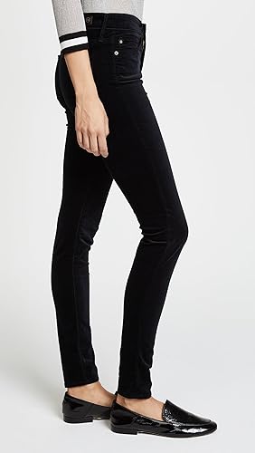 AG Farrah Skinny Velvet In Super Black