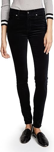 AG Farrah Skinny Velvet In Super Black