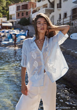 Sardine Embroidered Blouse Blue