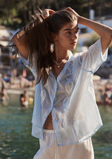 Sardine Embroidered Blouse Blue