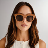 Le Specs Air Heart Sunglasses in Caramel