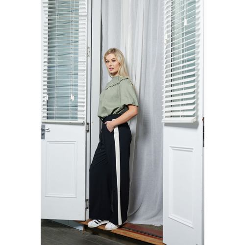 Lake Pant Black Piped Linen