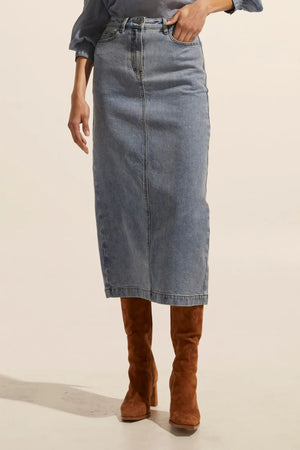 Zoe Kratzmann Accord Skirt in Washed Denim