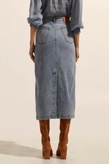 Zoe Kratzmann Accord Skirt in Washed Denim