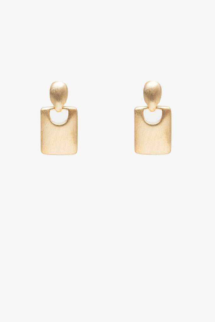 Antler Basket Drop Hoop Earring Gold