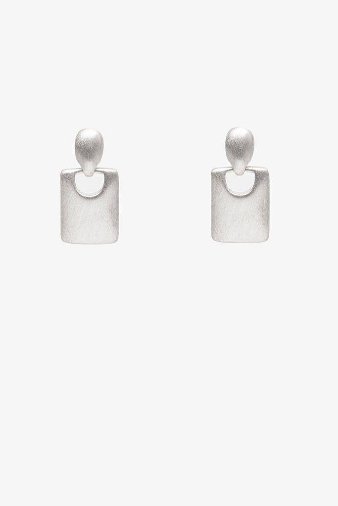 Antler Basket Drop Hoop Earring Silver