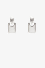 Antler Basket Drop Hoop Earring Silver