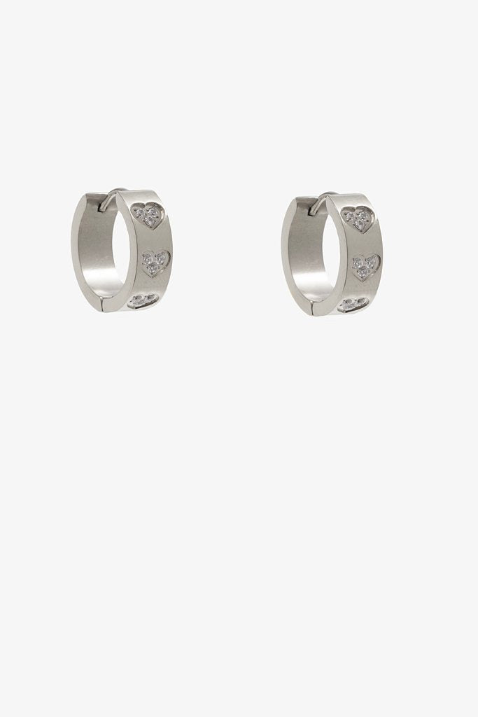 Antler Heart Hoop Earring Silver