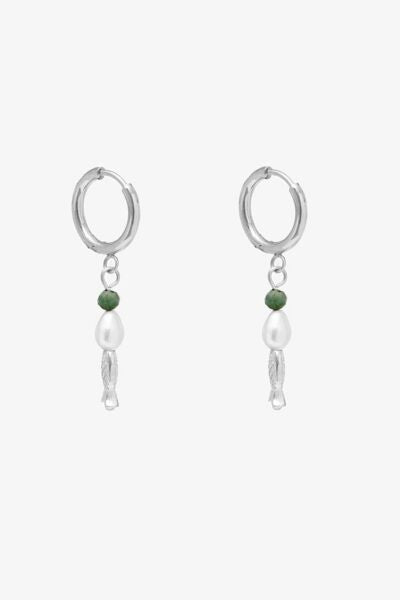 Pearl Fish Earrings Silver