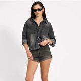 Nixie Eyelet Classic Fit Denim Shirt Char/Black