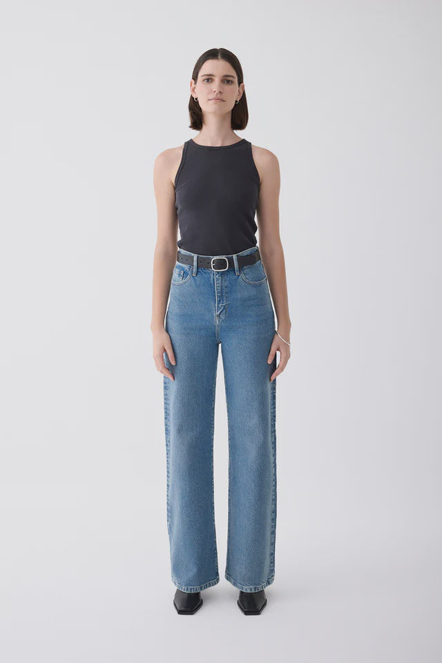 Ellie High Wide Leg Jean Meridian Mid Blue