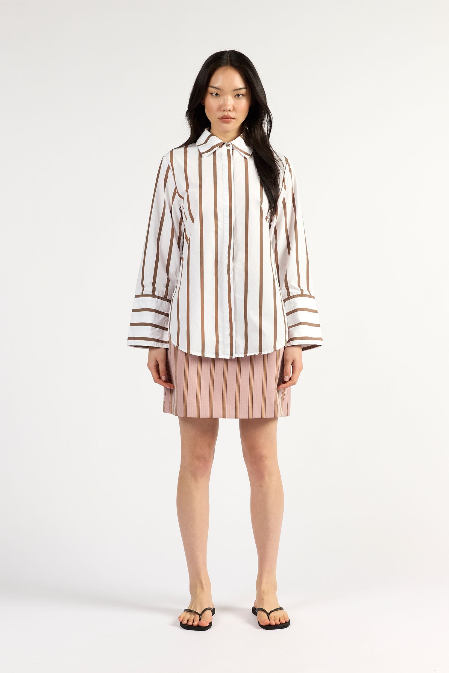 Mark Shirt Choc Stripe