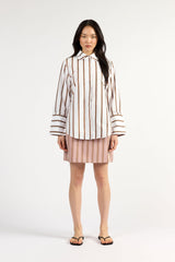 Mark Shirt Choc Stripe