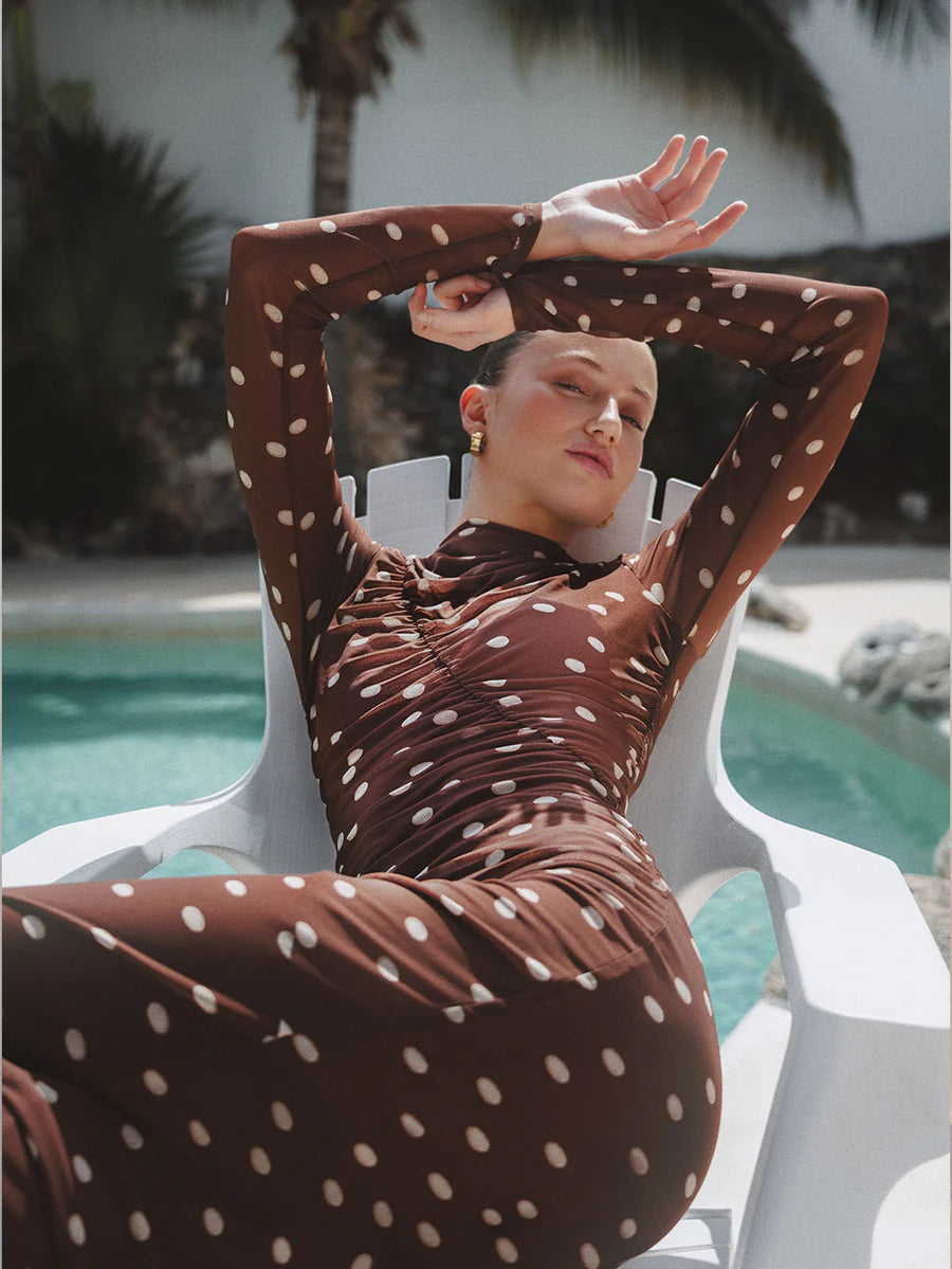 Edie Mesh Maxie Dress Brown