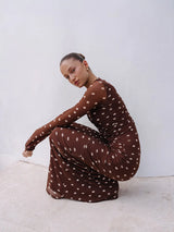Edie Mesh Maxie Dress Brown