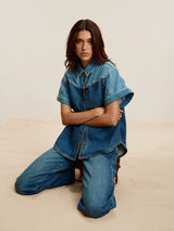 Coralie Denim Shirt  Two Tone Blue