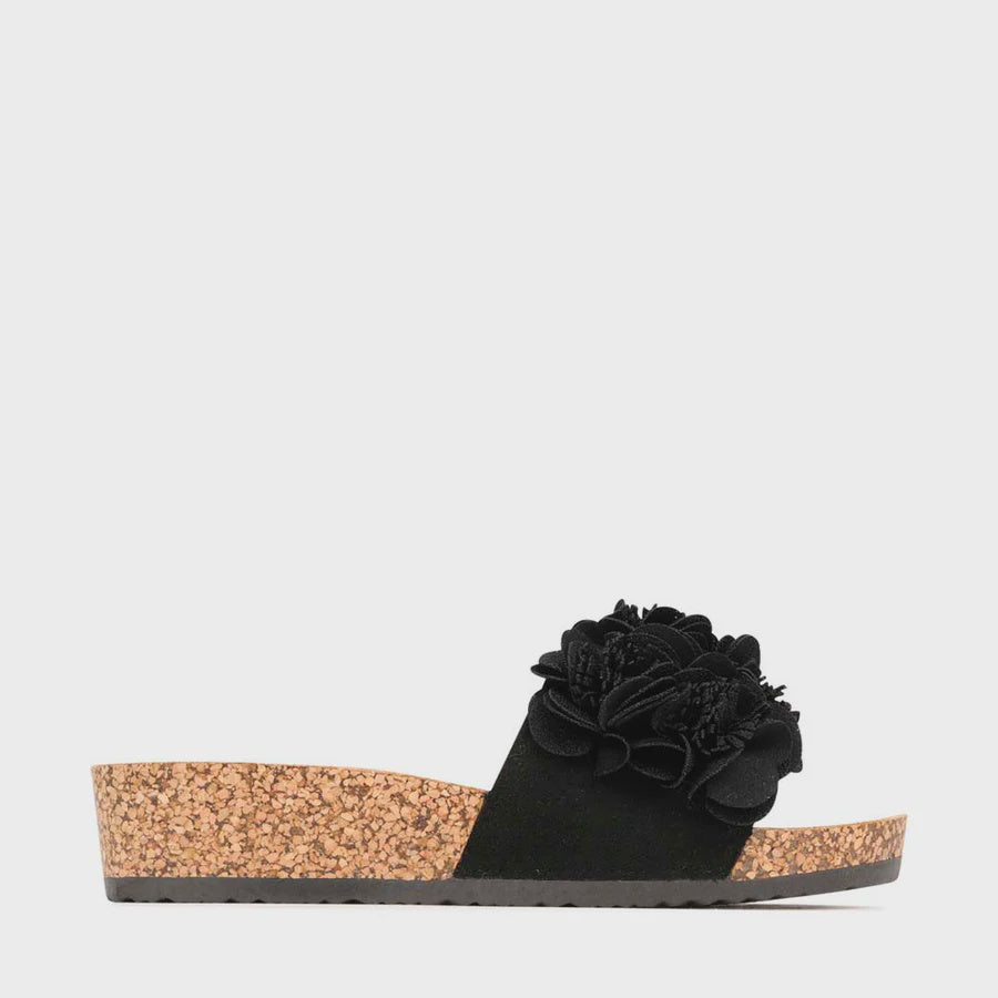 Corsage Sandal in Black