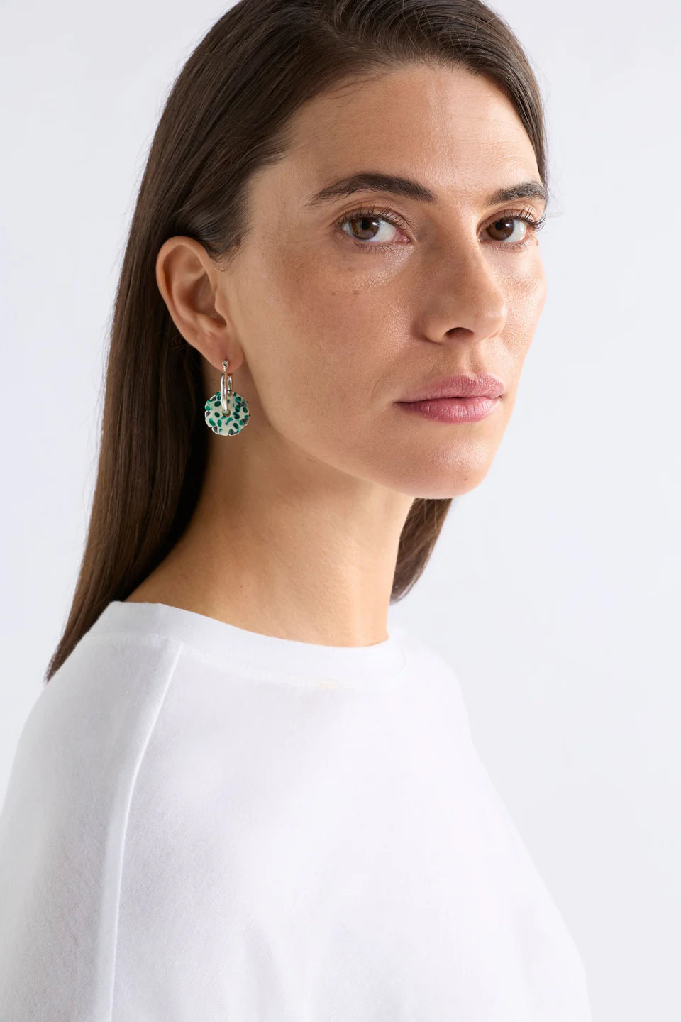 Green Speckle Flakkrin Hoop Earrings