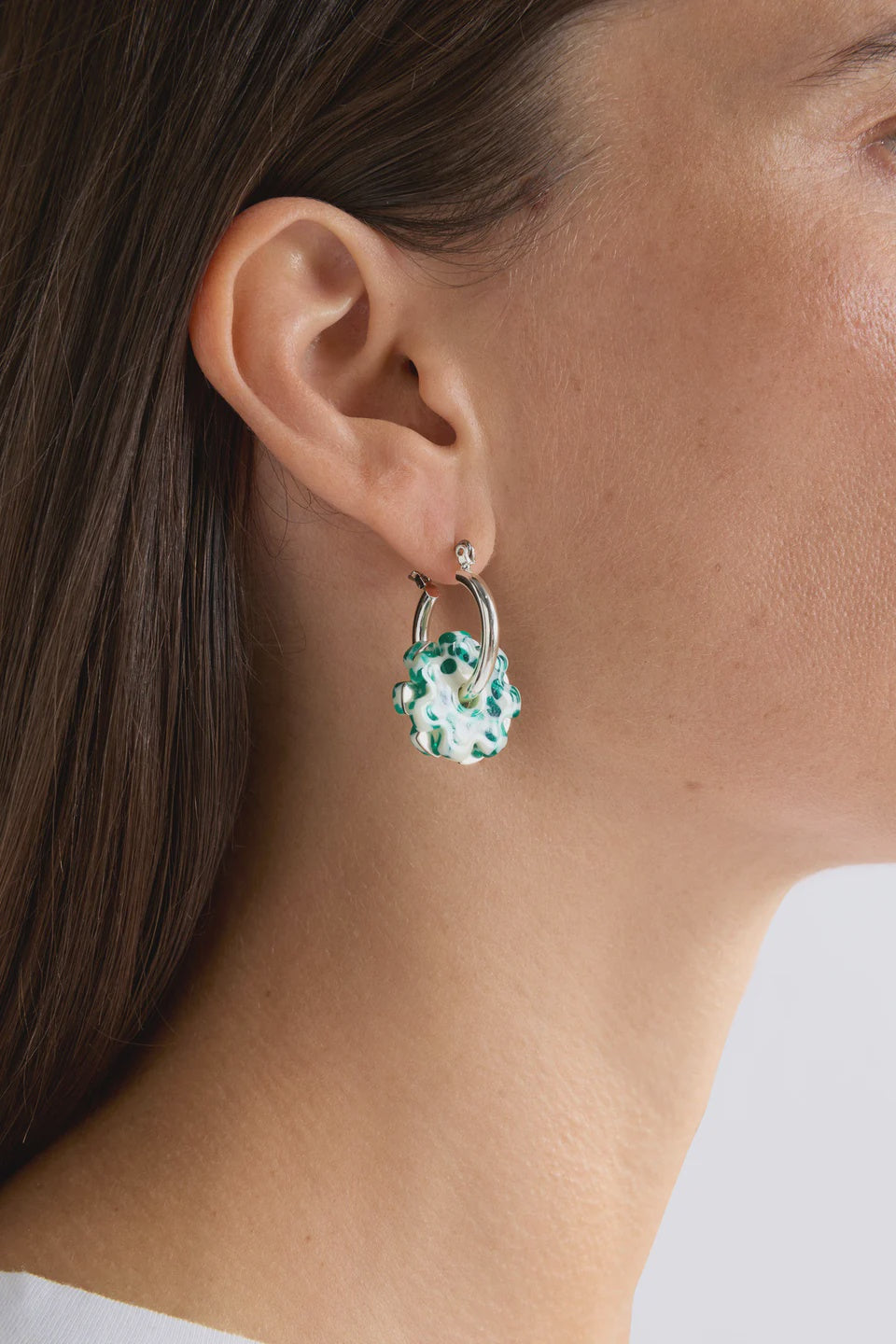 Green Speckle Flakkrin Hoop Earrings