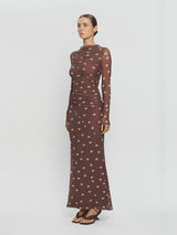 Edie Mesh Maxie Dress Brown