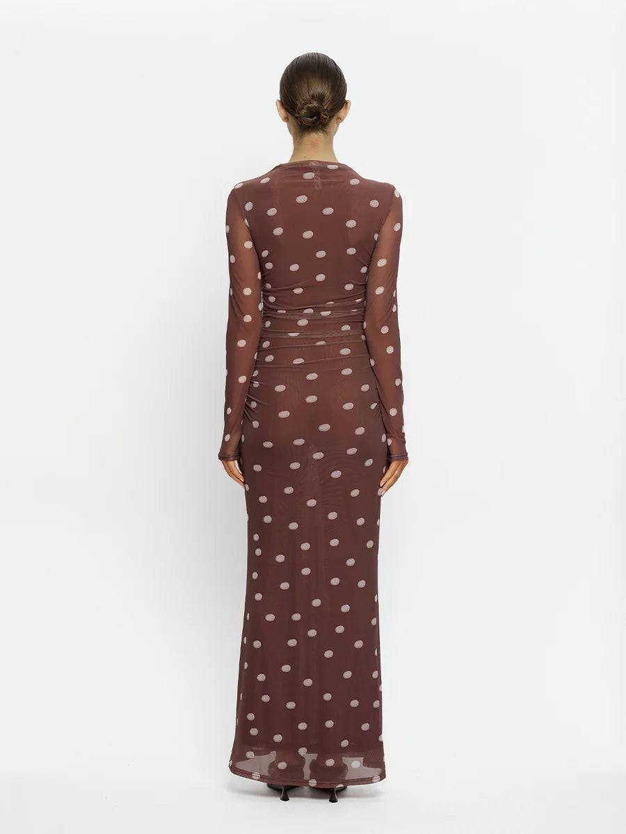 Edie Mesh Maxie Dress Brown