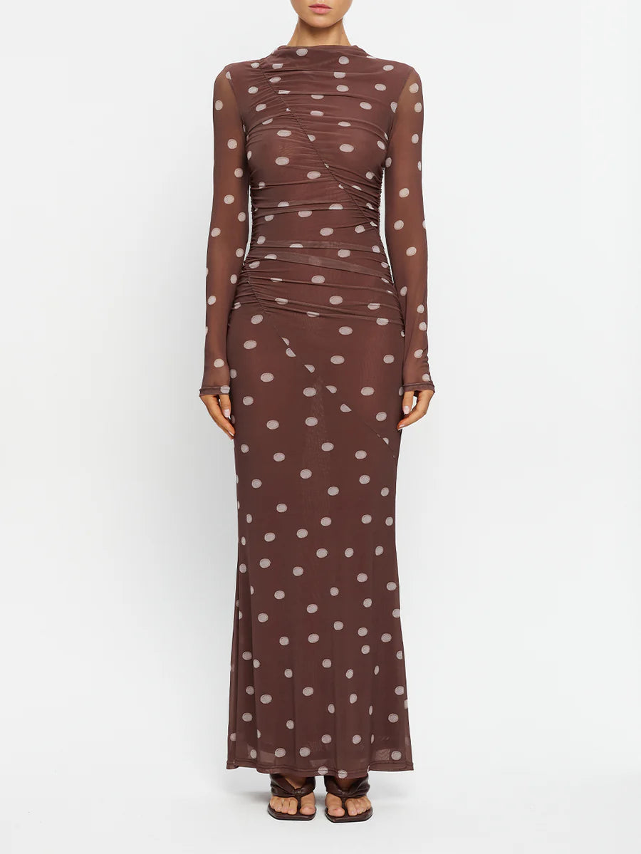 Edie Mesh Maxie Dress Brown