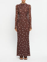 Edie Mesh Maxie Dress Brown