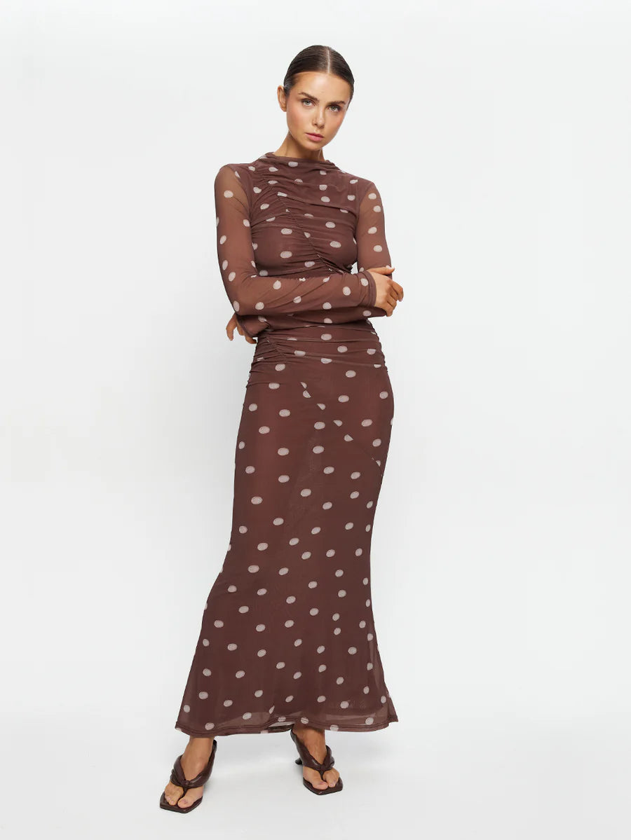 Edie Mesh Maxie Dress Brown