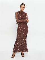 Edie Mesh Maxie Dress Brown