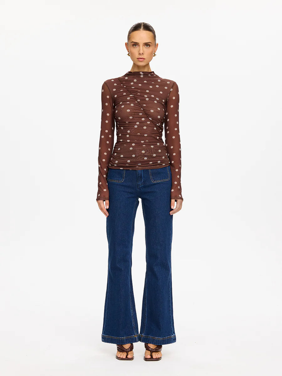 Edie Mesh Top Brown