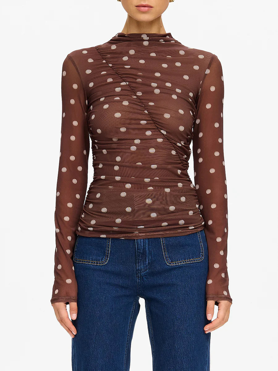 Edie Mesh Top Brown