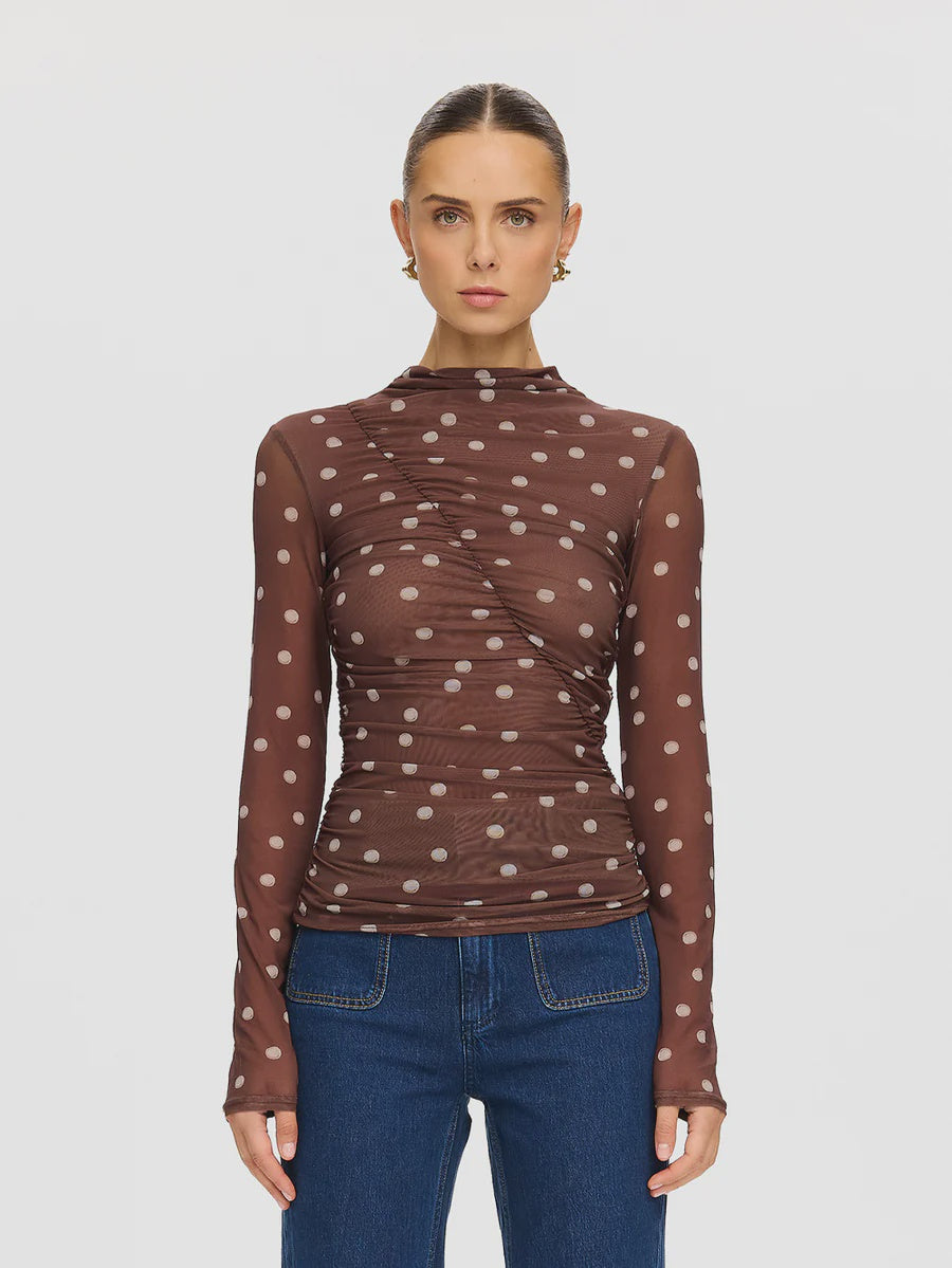 Edie Mesh Top Brown